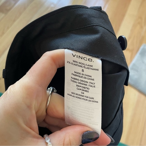 Vince Black High Rise Stretch Wool Tapered Ankle Pant Trousers VR56021280 EUC 8 - Picture 11 of 12